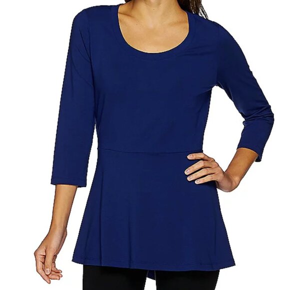 Isaac Mizrahi Live! 3/4 Sleeve Peplum Knit Tunic Top  16286 - Picture 1 of 1